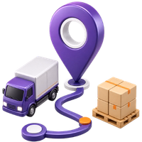 Delivery route pin graphic for pallet freight service across South Florida